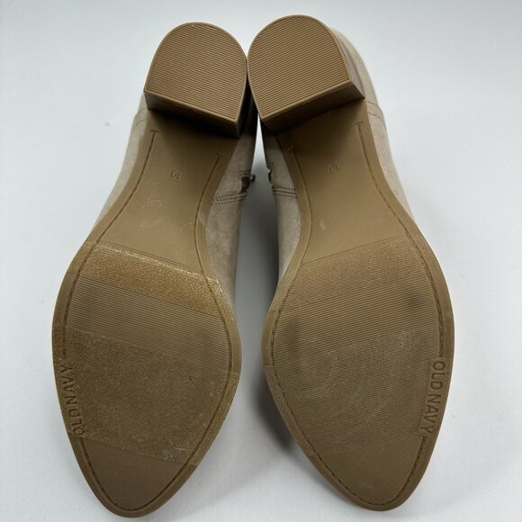 Old Navy Womens Taupe Beige Faux Suede Side Zip Heeled Ankle Bootie US 10 - Picture 9 of 14